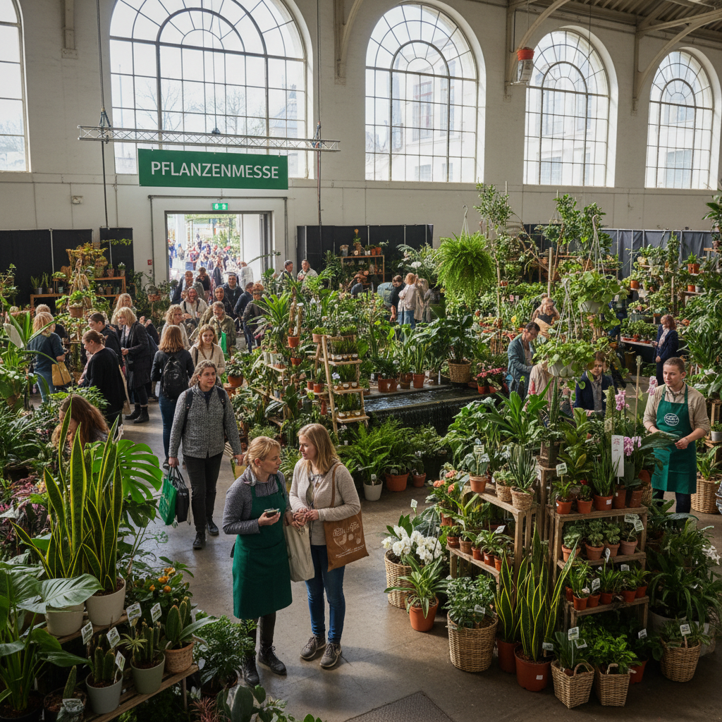 In einer Pflanzenmesse mit verschiedenen Pflanzen für den Innen- ind Aussenbereich
