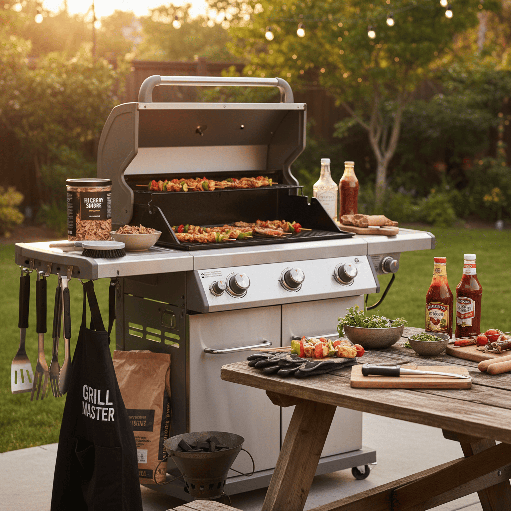 Elektrogrill mit BBQ Ausruestung