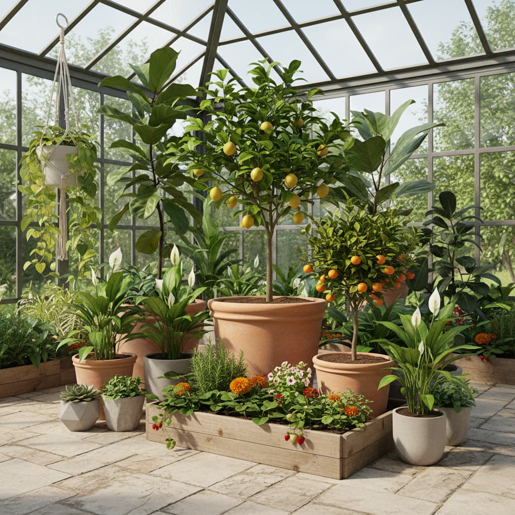 Gewächshaus mit Pflanzen