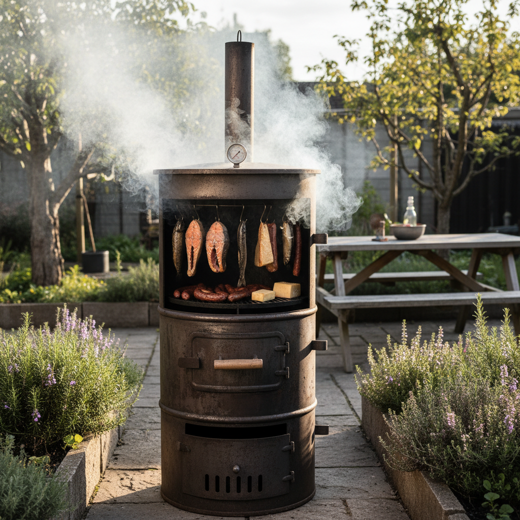 Ein Räucherofen
für den intensiven Geschmack von geräuchertem Fleisch und Fisch.