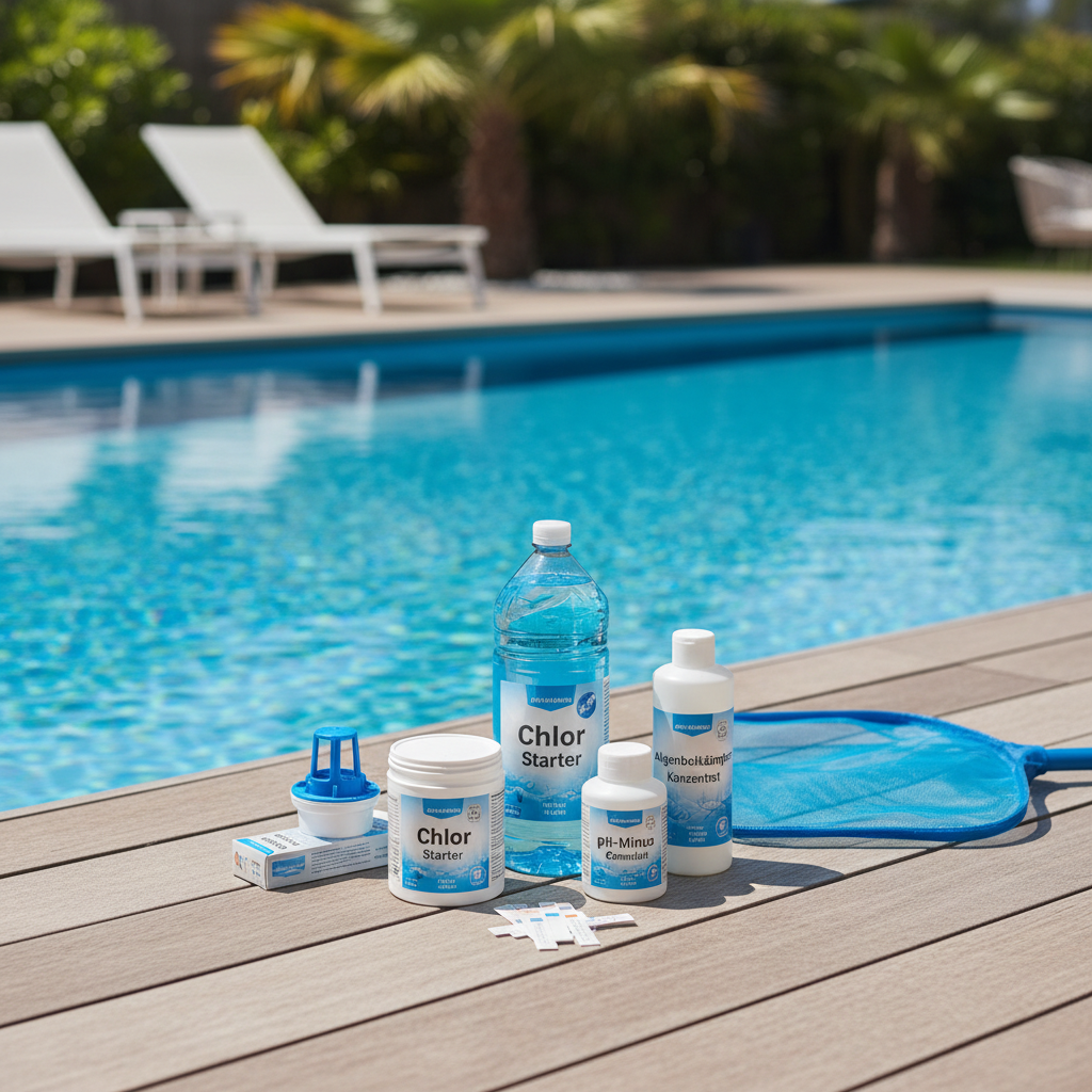 Wasserpflegeartikel für einen sauberen Pool